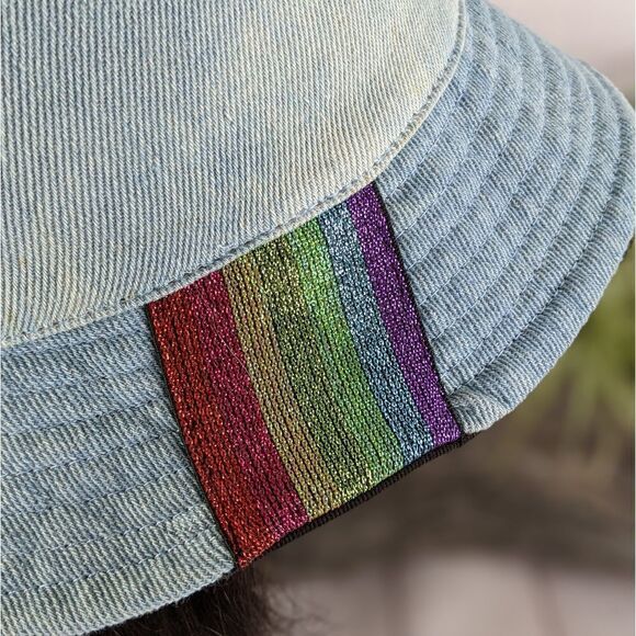 Rainbow Reversable Denim/Black Bucket Hat - Picture 6 of 11